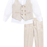 Toddler & Youth Boys 4 Piece Formal Suit Set V-Neck Vest White Dress Shirt Dress Pants and Bowtie 1-5 Years