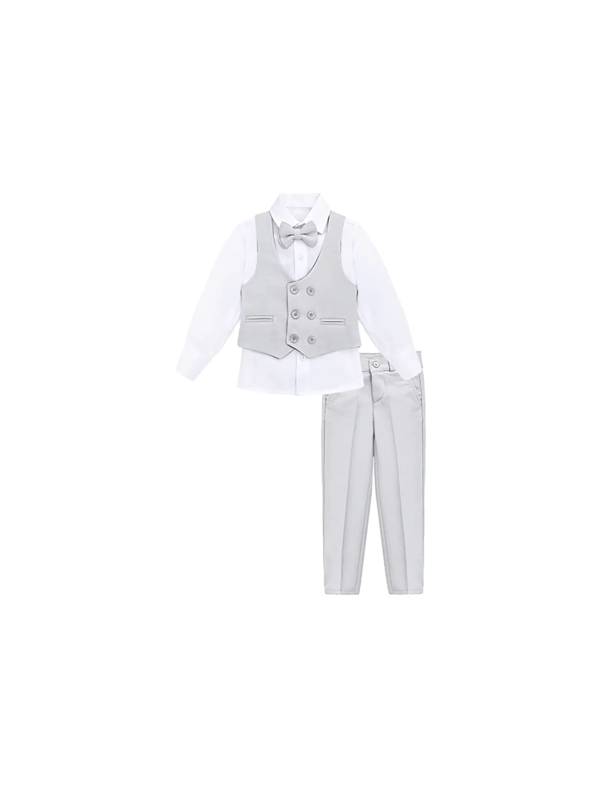 Little & Youth Boys Suit Set - Formal Suit Vest, White Dress Shirt, Dress Pants, and Bowtie - 4-Piece