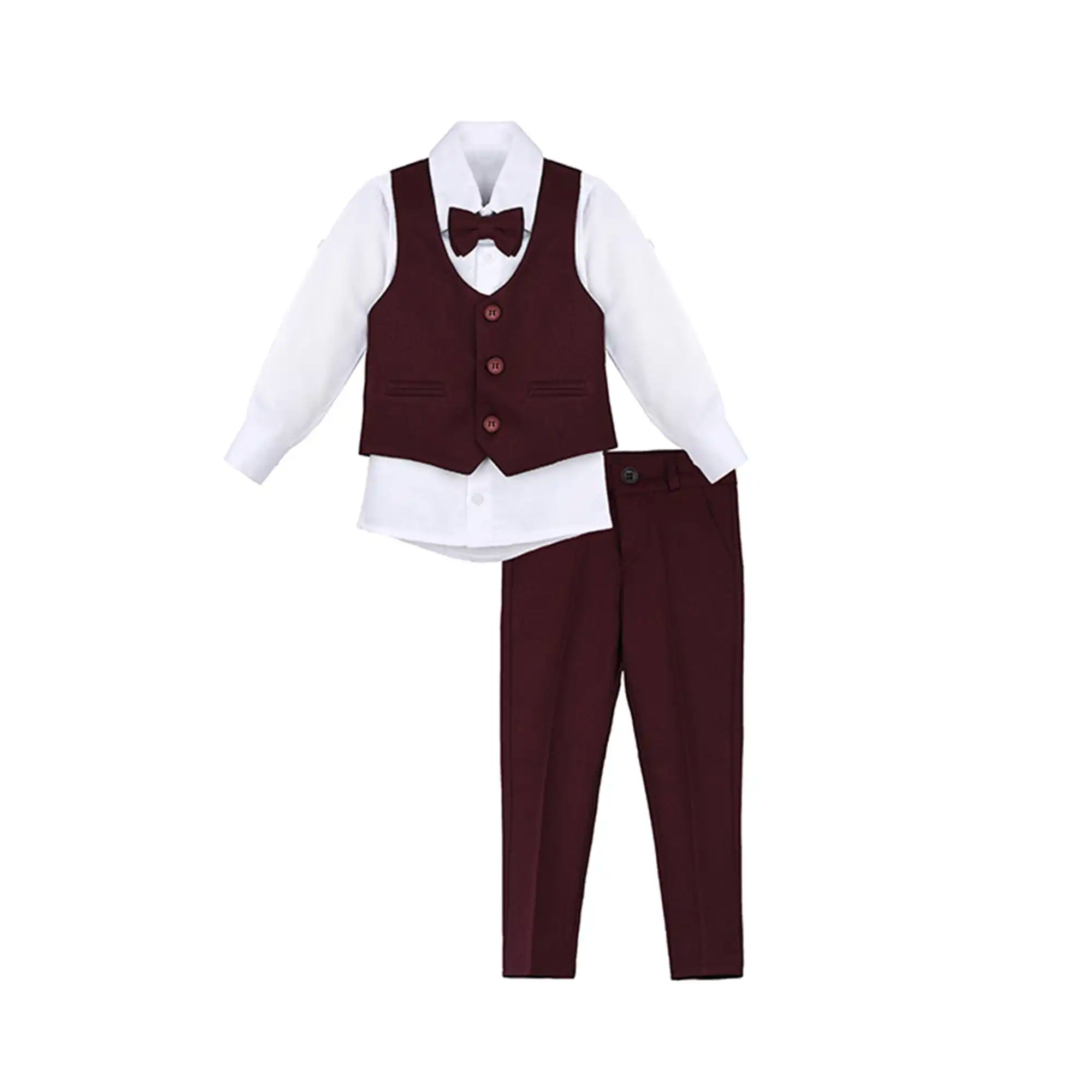 Boys Formal Suit 4 Piece Vest, Pants and Tie Dresswear Suit Set