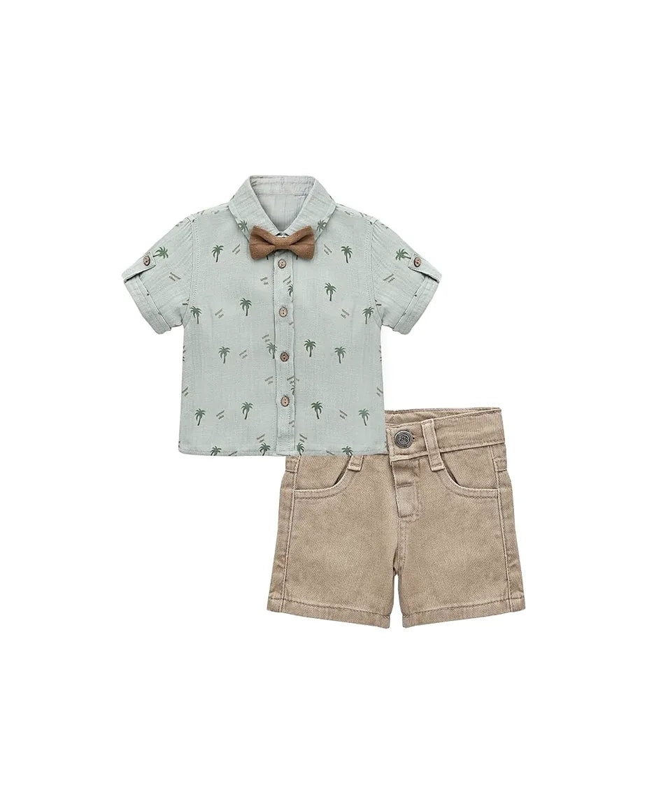 Baby 2-Piece Tropical Button-Down Shirt & Short Set