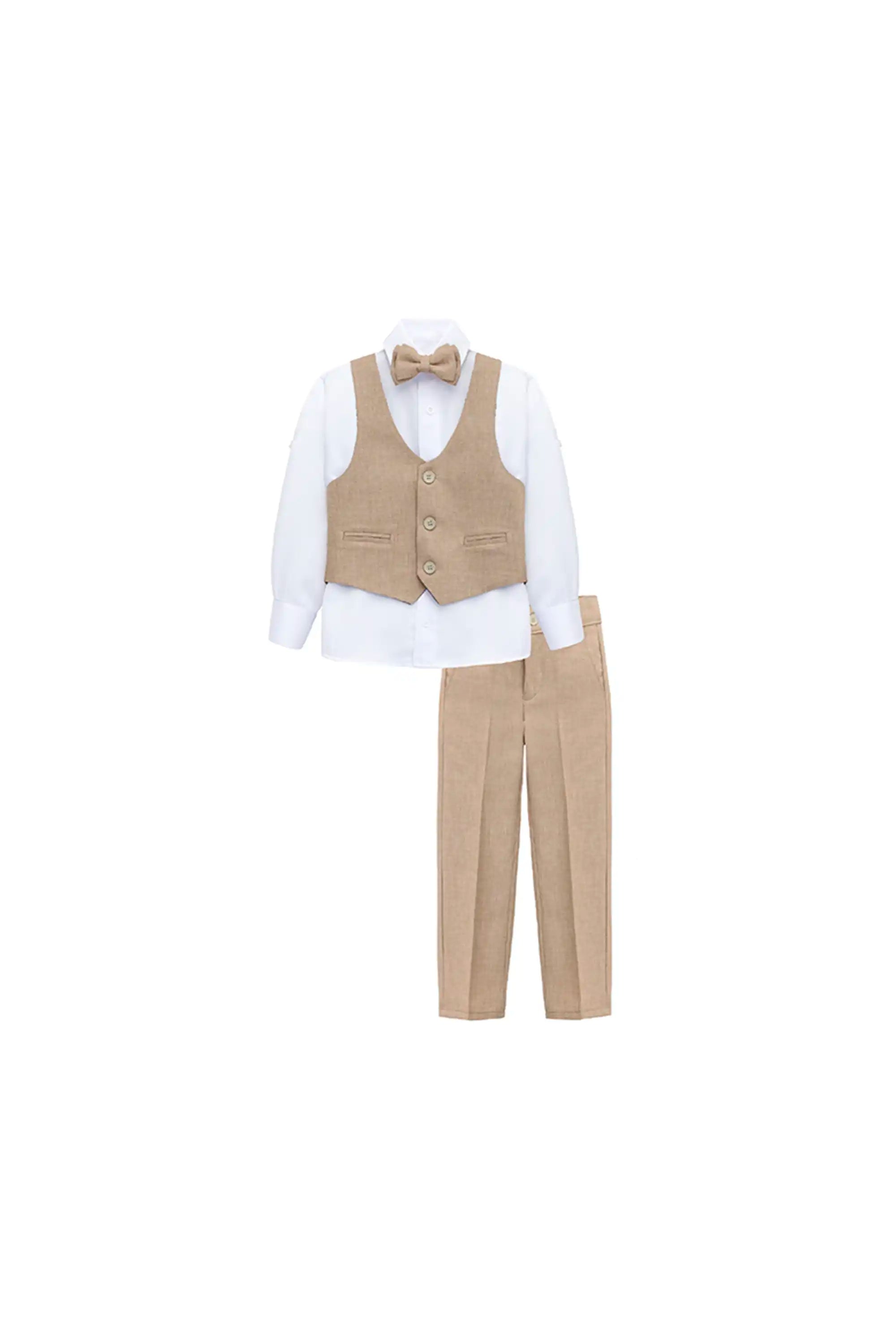 Boys Formal Suit 4 Piece Vest, Pants and Tie Dresswear Suit Set