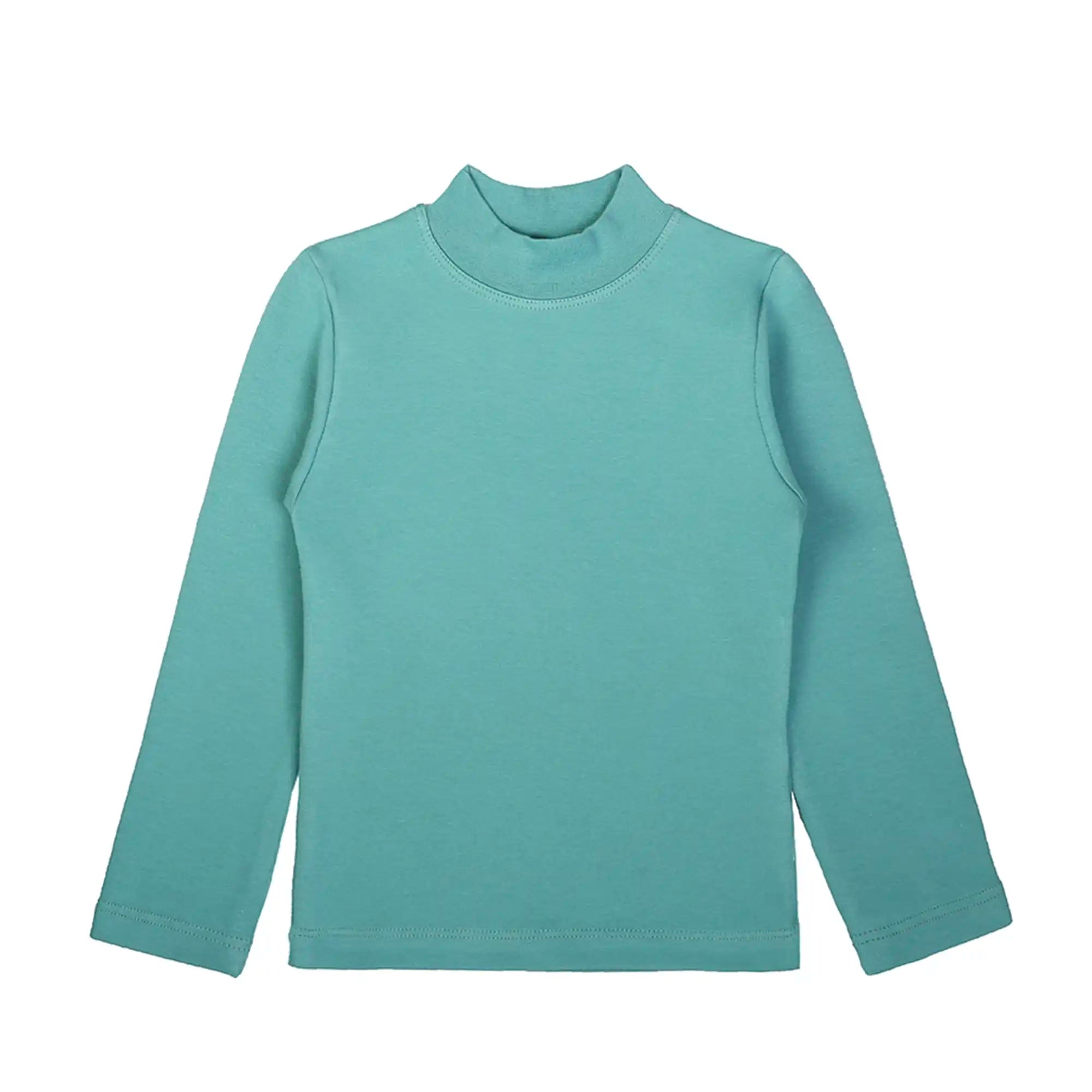 Girls' Basic Mock Turtleneck Long Sleeve Cotton Solid T-Shirt