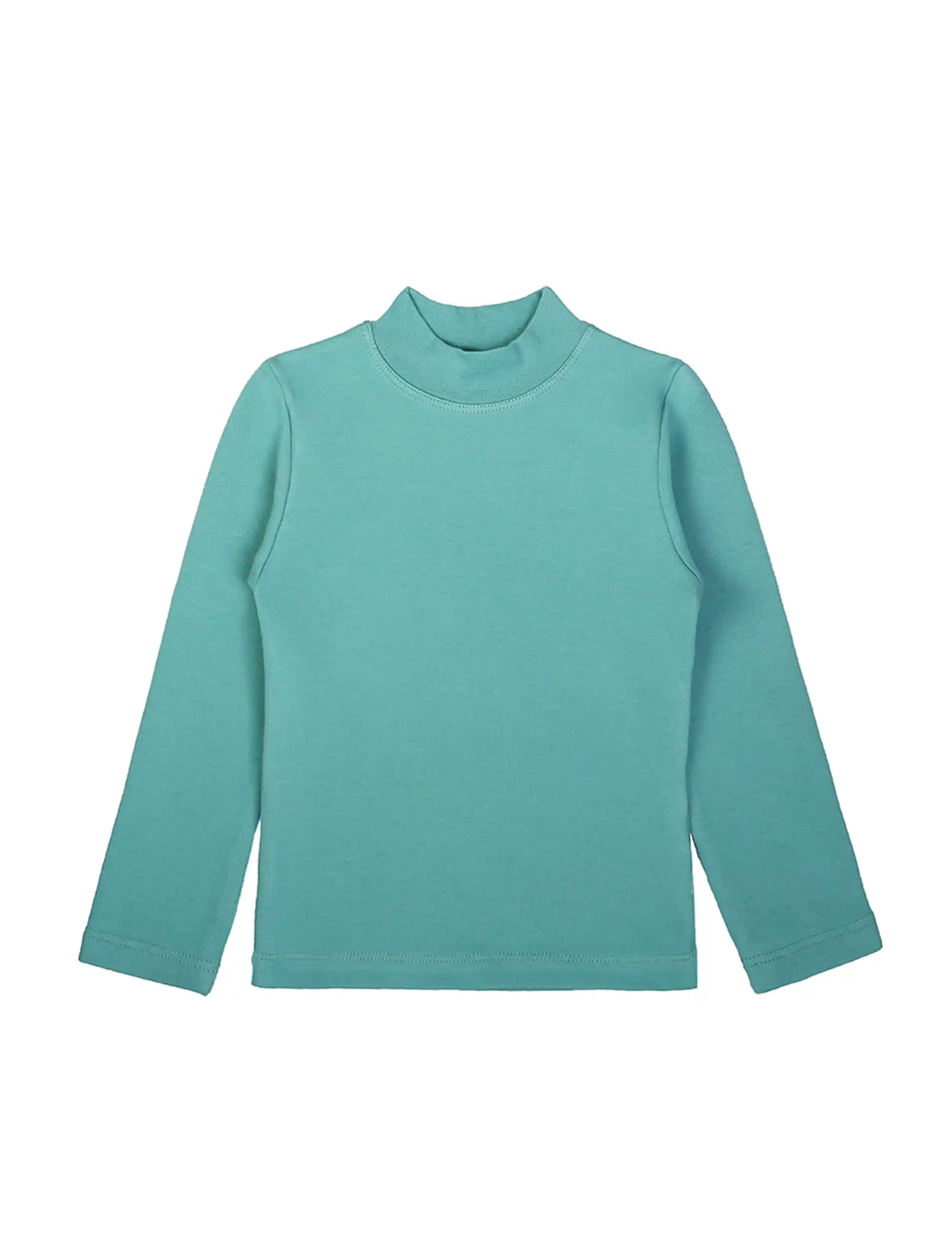Girls' Basic Mock Turtleneck Long Sleeve Cotton Solid T-Shirt