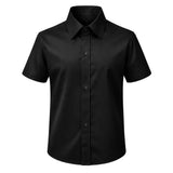 Lilax Boys Classic Short Sleeve Button Down Casual Solid Dress Shirt
