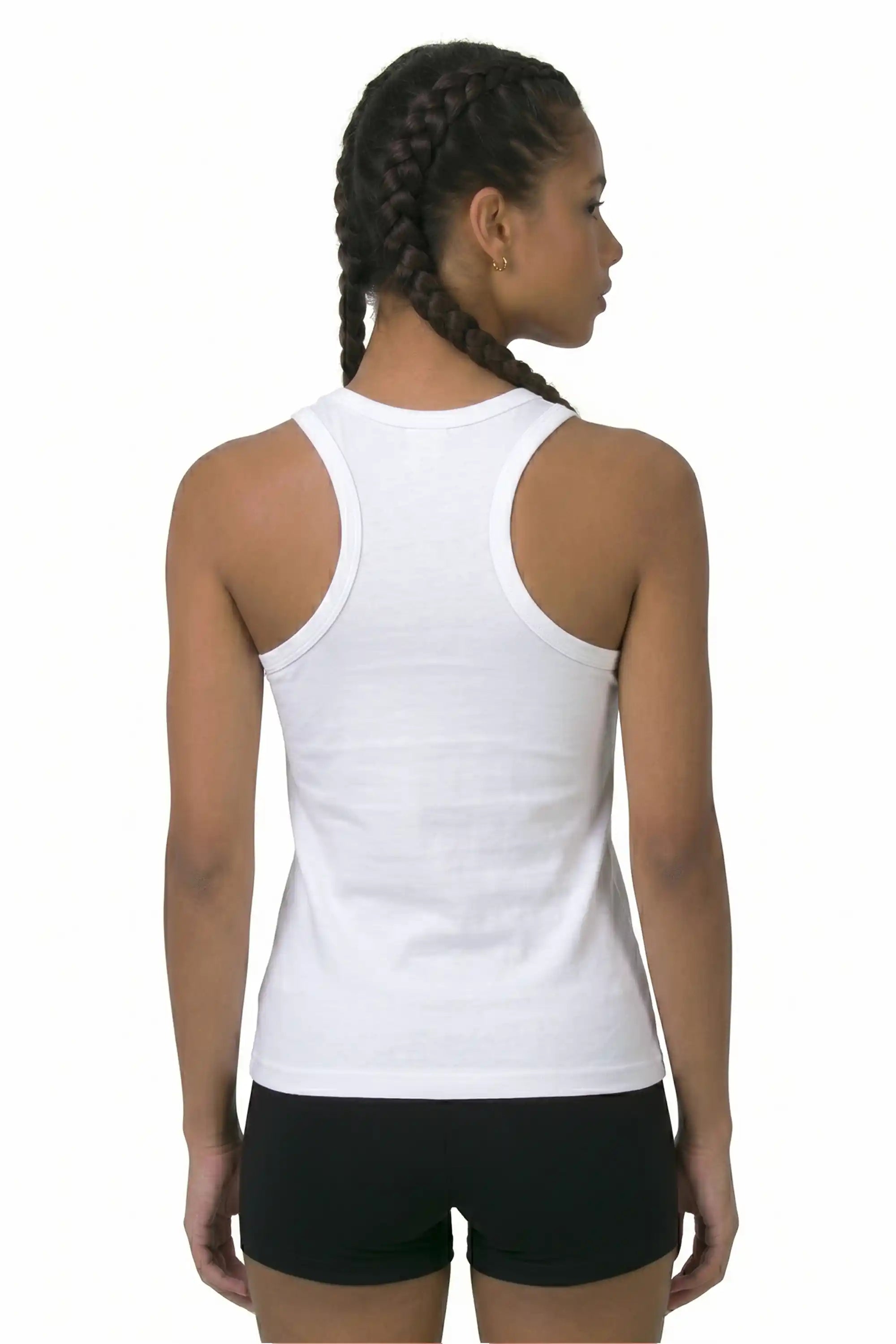 Girls' Soft Solid Cotton Blend Racerback Tank Top