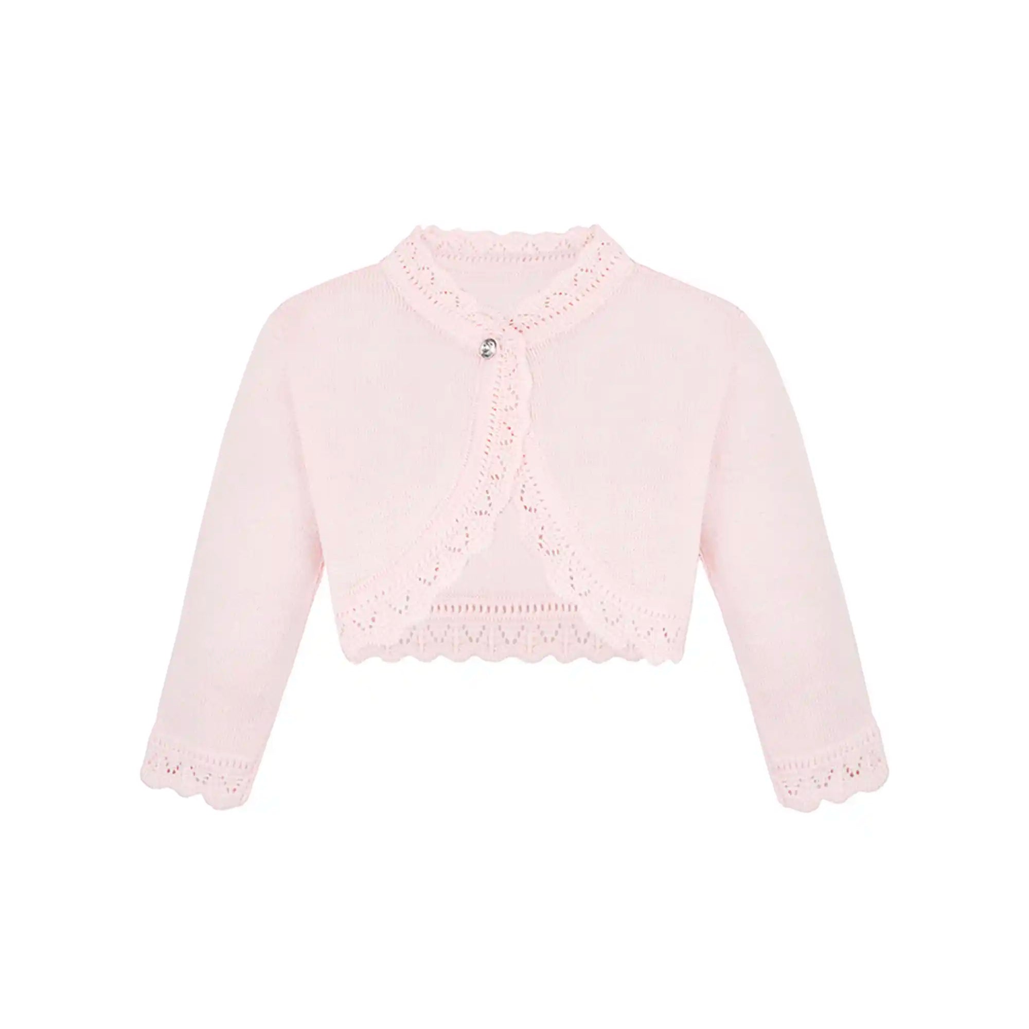 Little Girls' Knit Long Sleeve Button Closure Bolero Cardigan Shrug