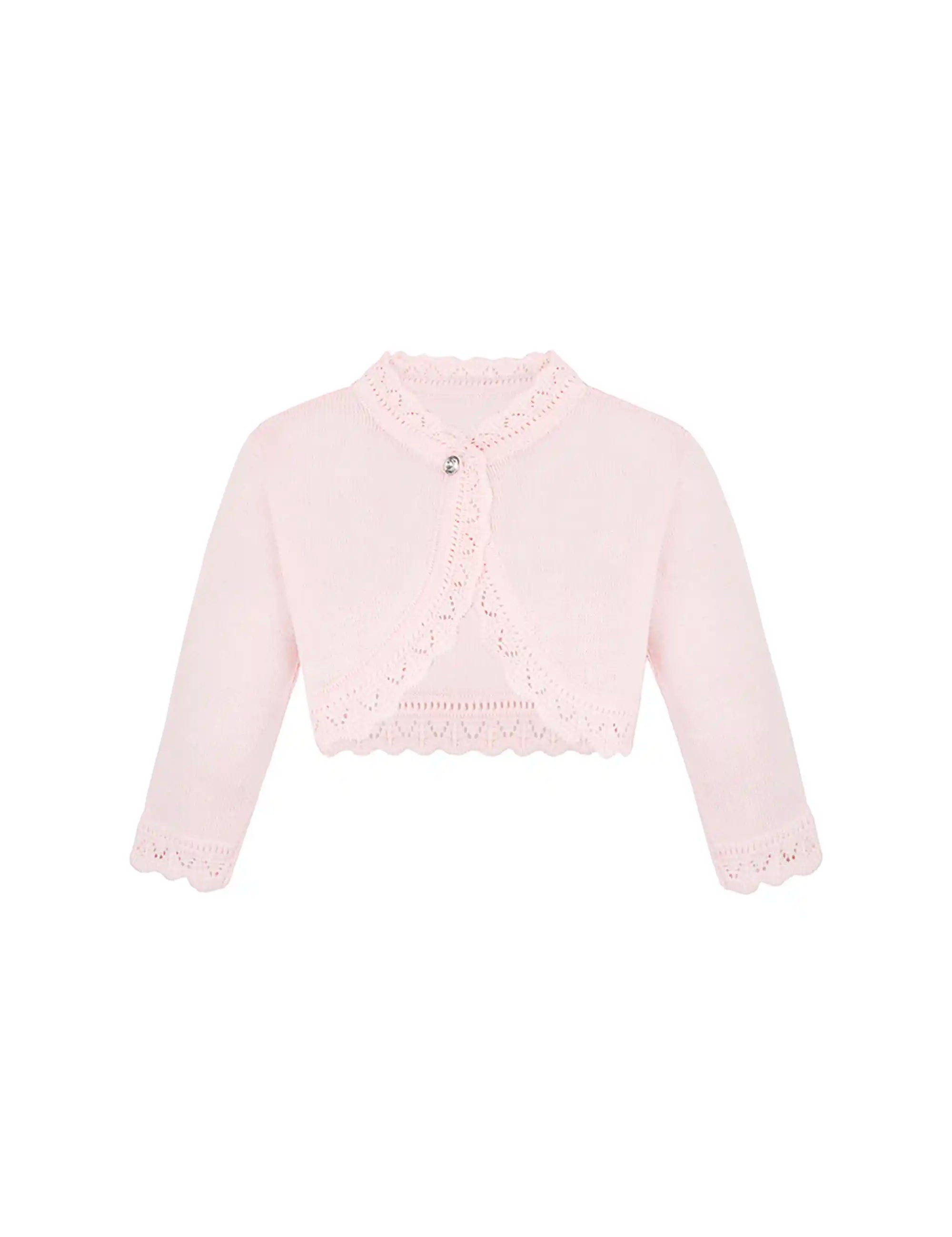 Little Girls' Knit Long Sleeve Button Closure Bolero Cardigan Shrug