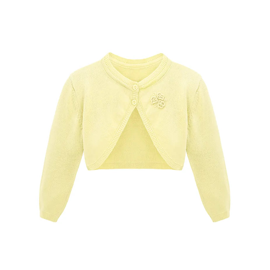Baby Flower Detailed Buttoned Bolero Cardigan