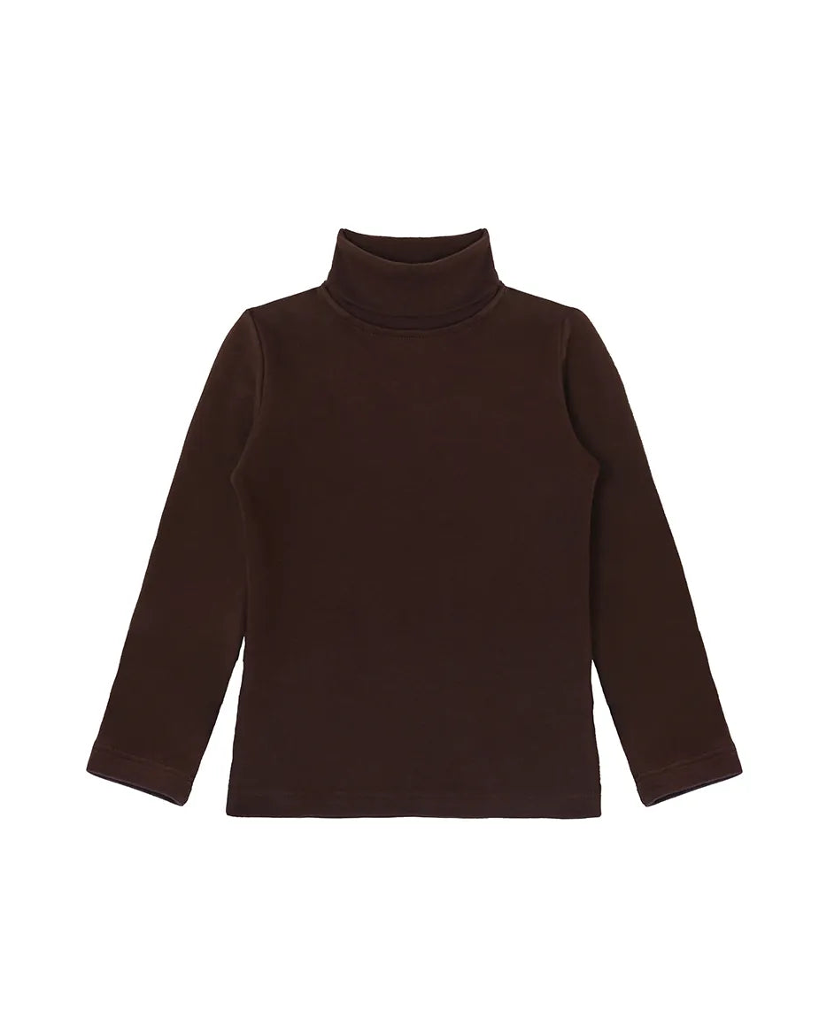 Big Girl Cotton Long Sleeve Solid Turtleneck T-Shirt