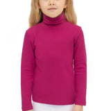Girls' Basic Long Sleeve Turtleneck Cotton T-Shirt