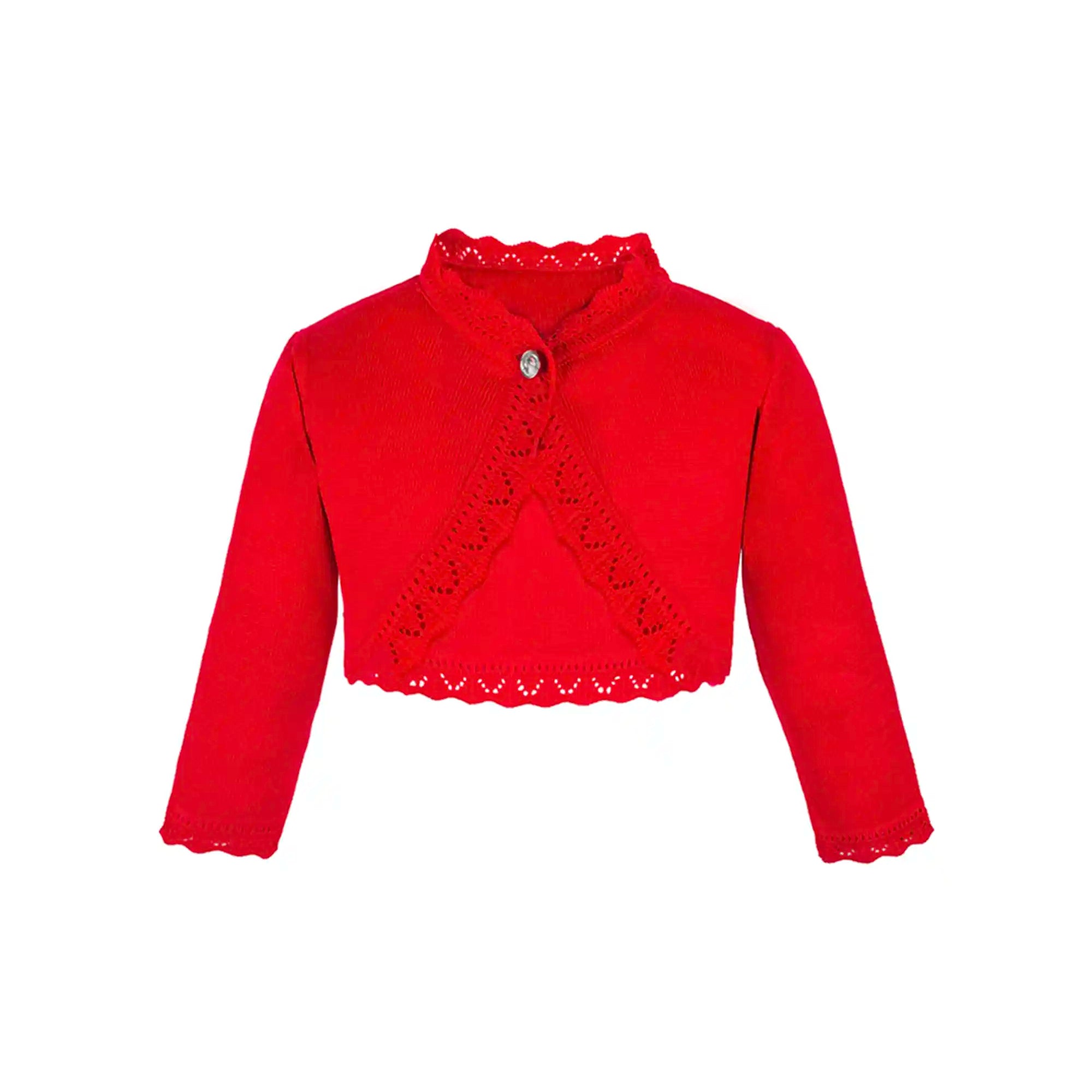 Little Girls' Knit Long Sleeve Button Closure Bolero Cardigan Shrug