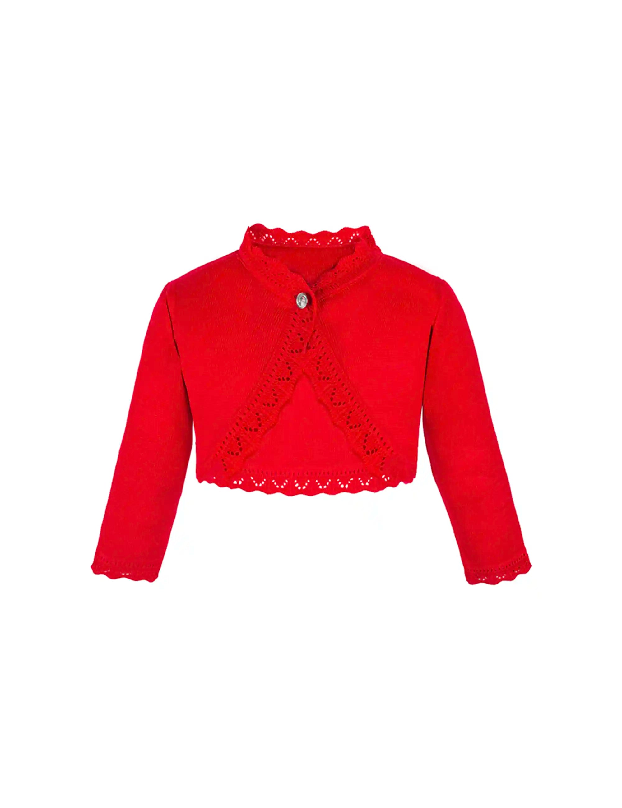 Little Girls' Knit Long Sleeve Button Closure Bolero Cardigan Shrug