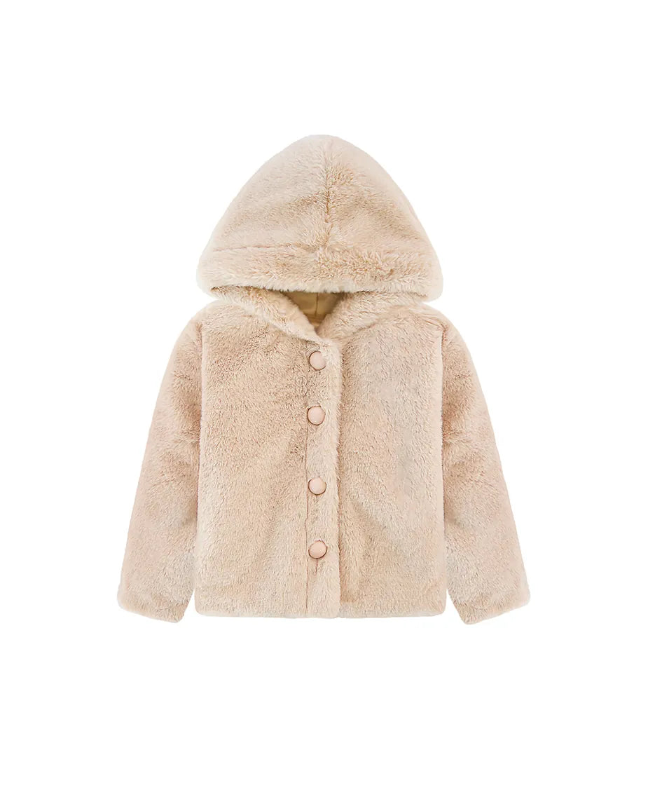 Cozy Girls' Hooded Jacket Faux Fur Winter Coat