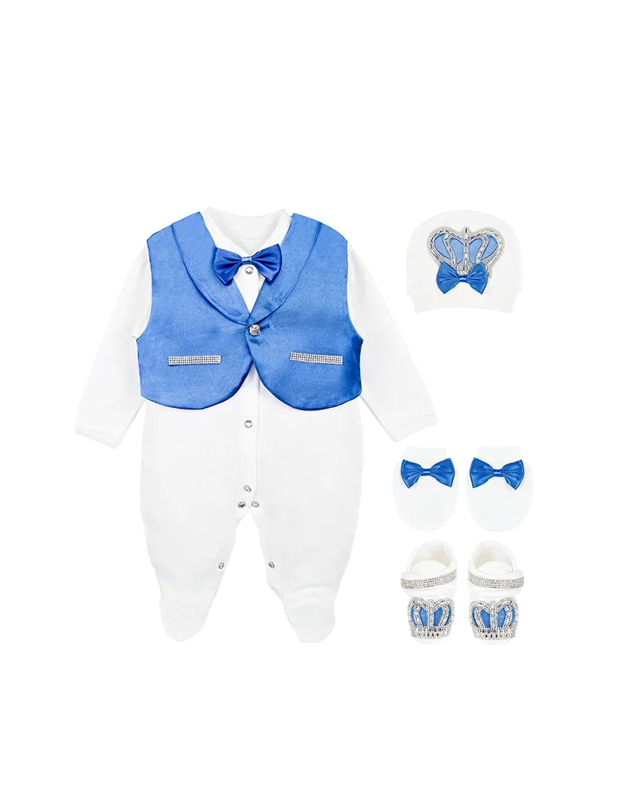 Newborn Baby Cotton 5-Piece Satin Detailed Take Me Home Set