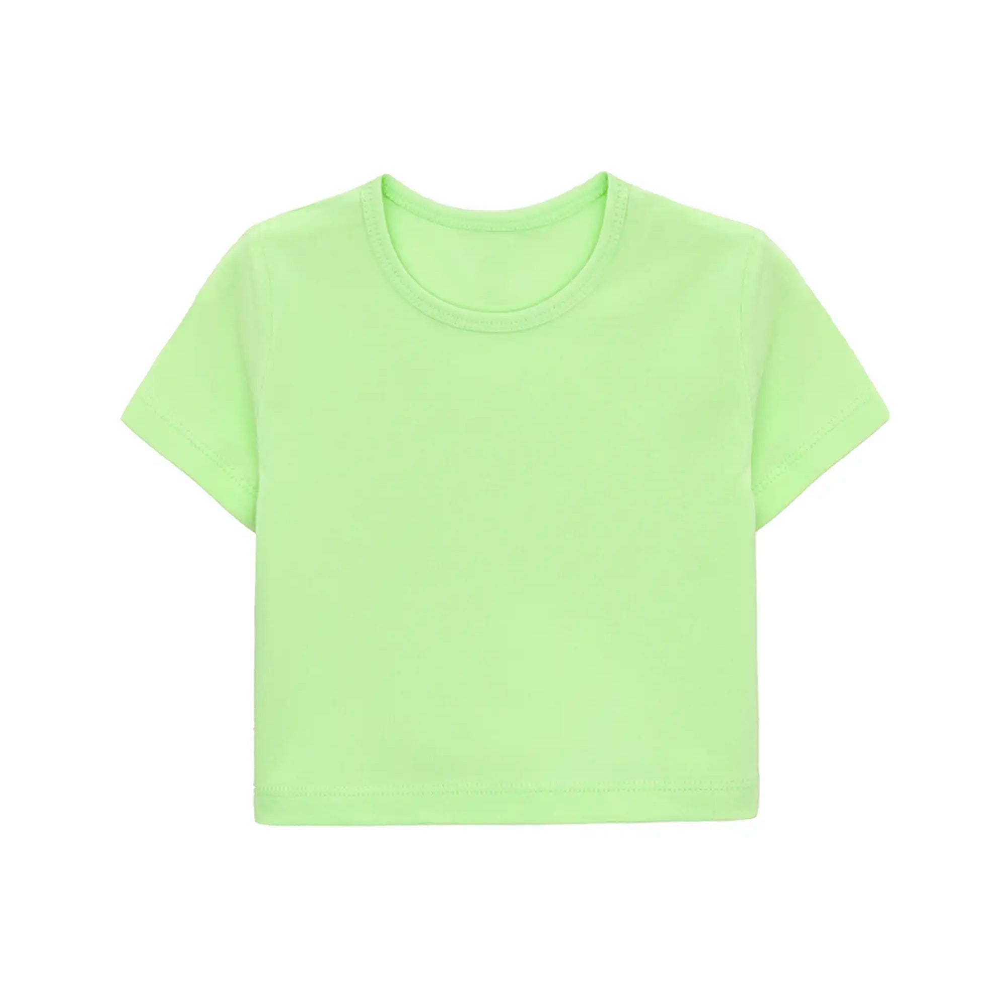 Girls Short Sleeve Crewneck Crop Top Tee