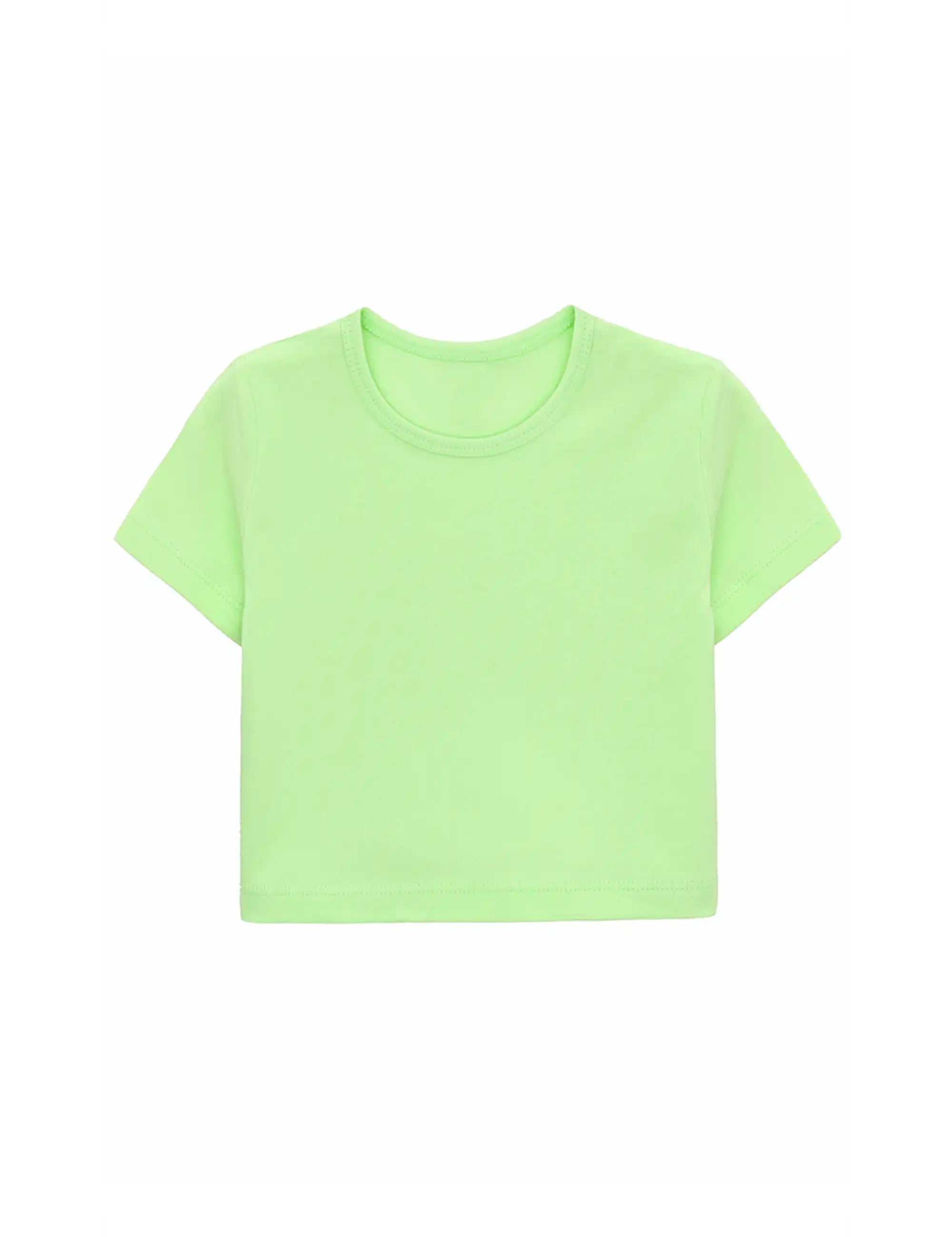 Girls Short Sleeve Crewneck Crop Top Tee