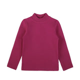 Girls' Basic Mock Turtleneck Long Sleeve Cotton Solid T-Shirt / 9 to 12 Years