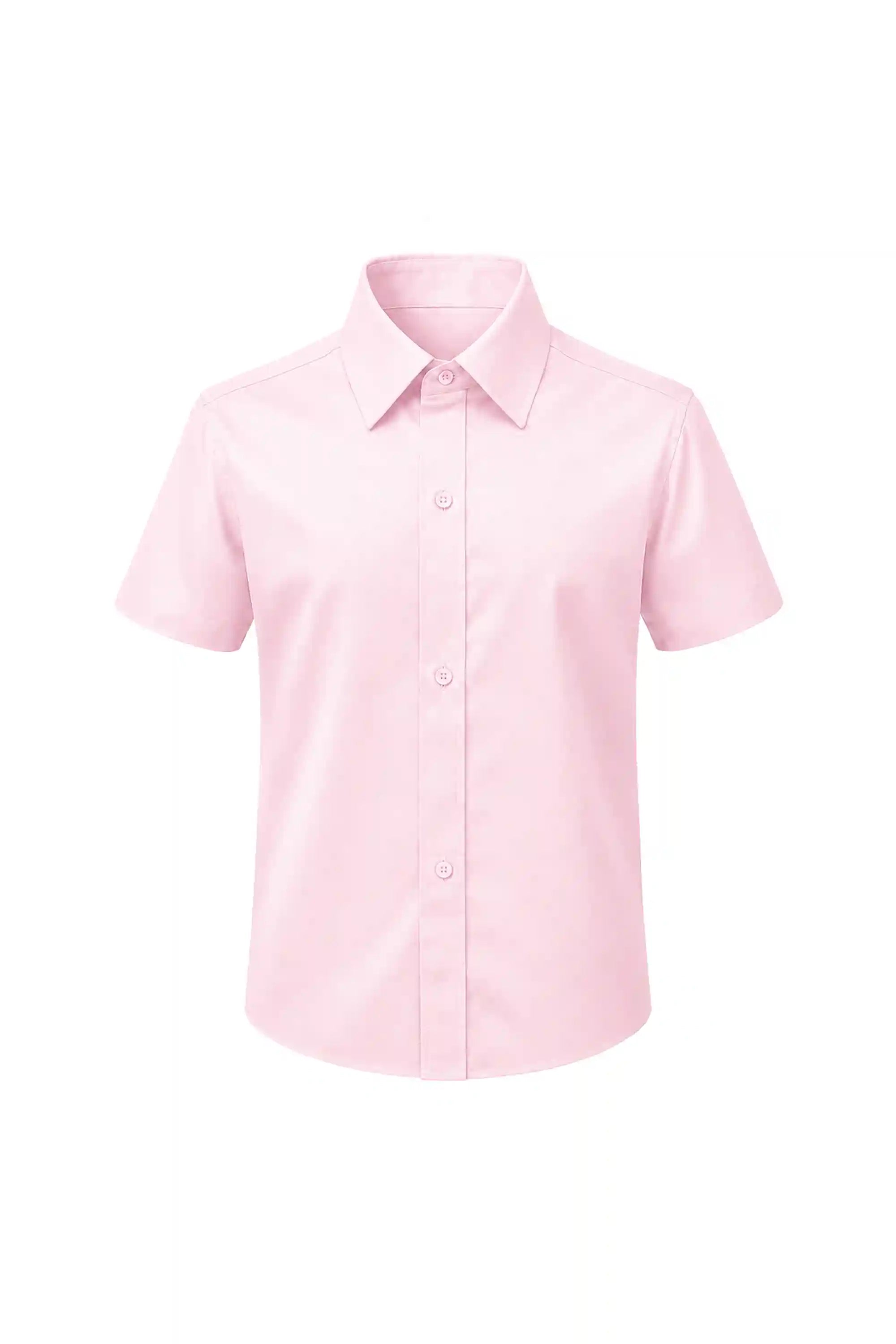 Lilax Boys Classic Short Sleeve Button Down Casual Solid Dress Shirt