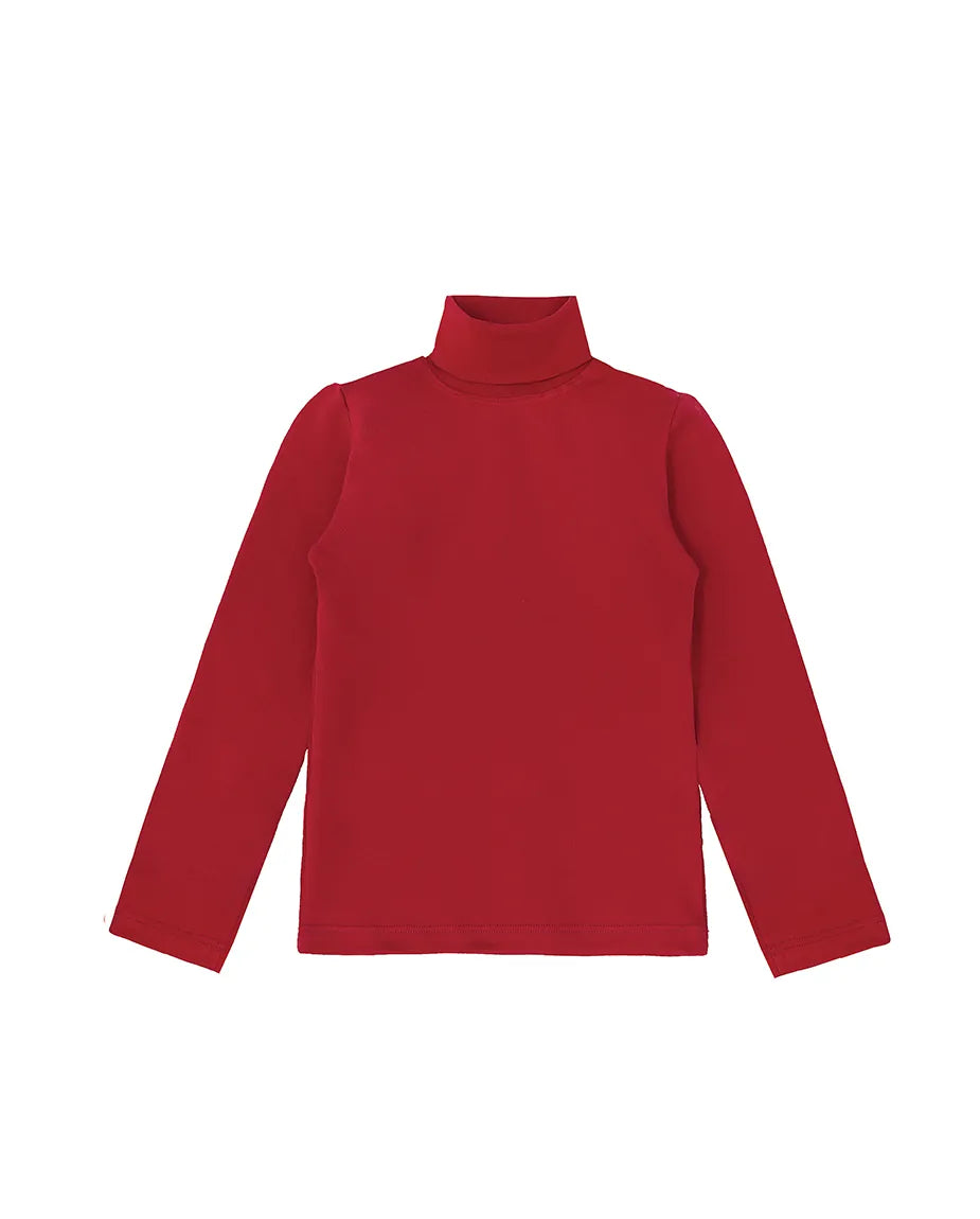 Little Girls Cotton Long Sleeve Basic Turtleneck T-Shirt