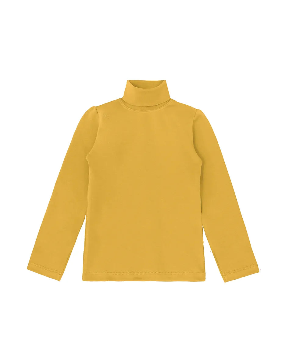Little Girls Cotton Long Sleeve Basic Turtleneck T-Shirt