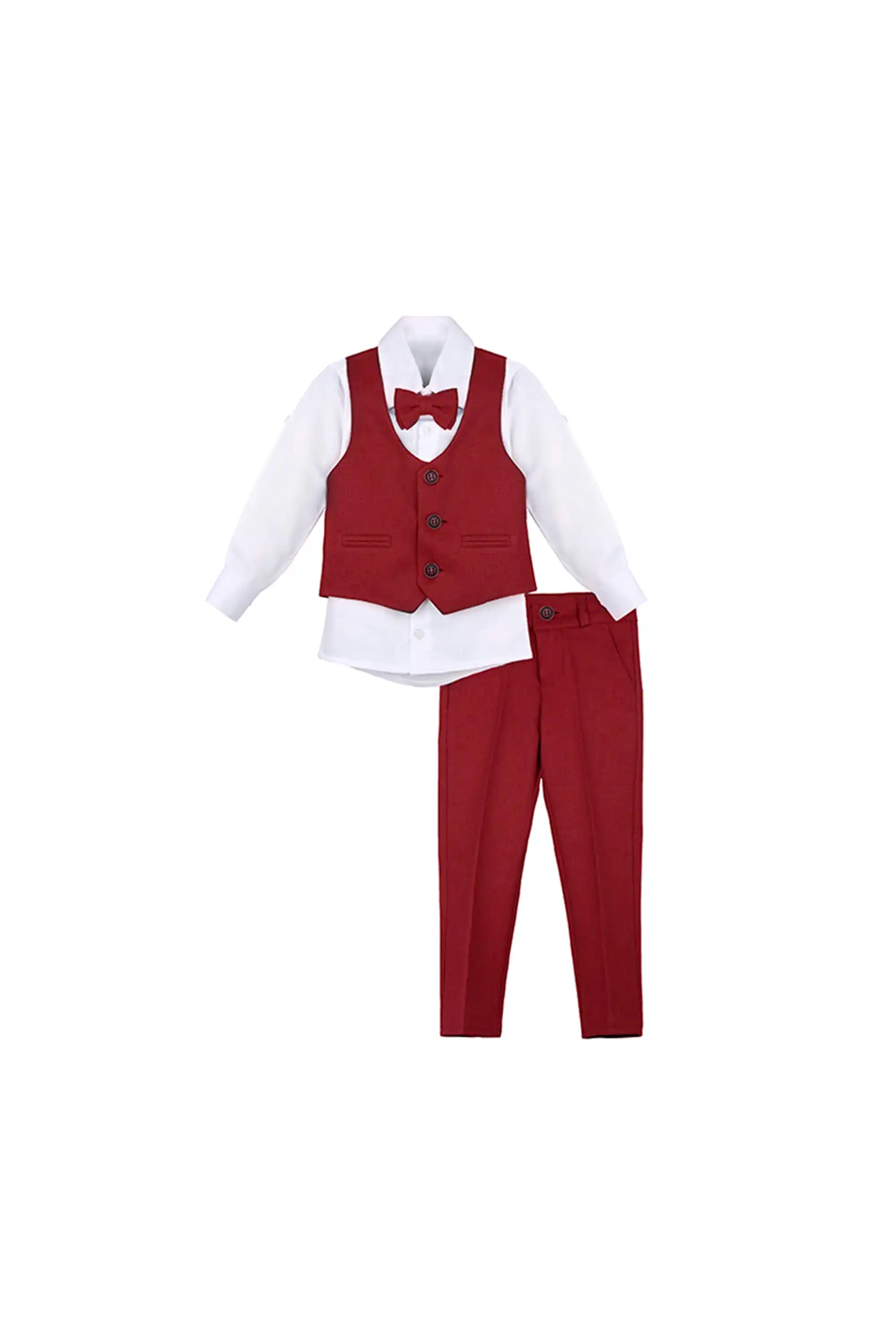 Boys Formal Suit 4 Piece Vest, Pants and Tie Dresswear Suit Set