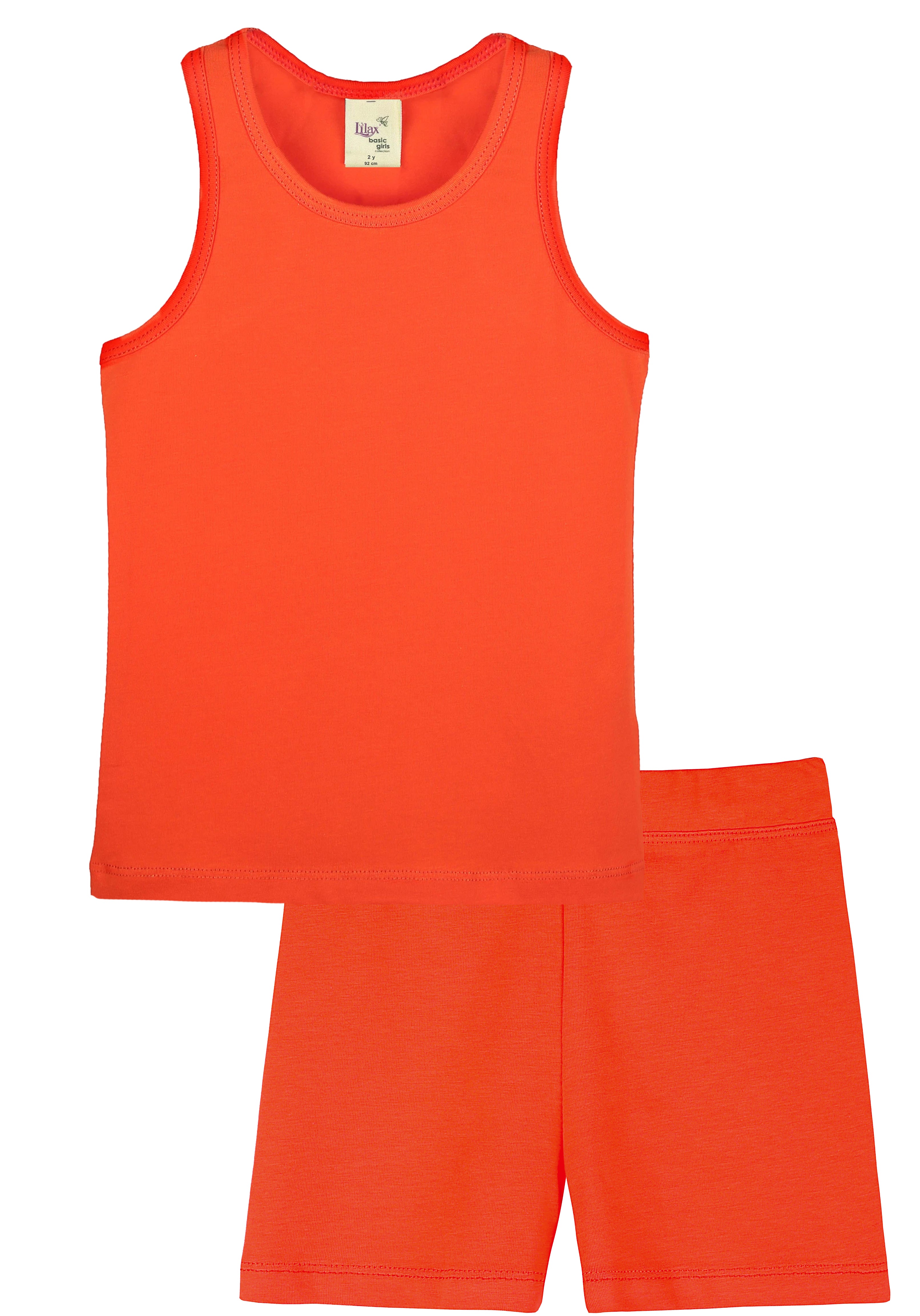 Girls cotton solid basic racerback tanktop and shorts set; perfect for baby girl clothes & christmas gift ideas