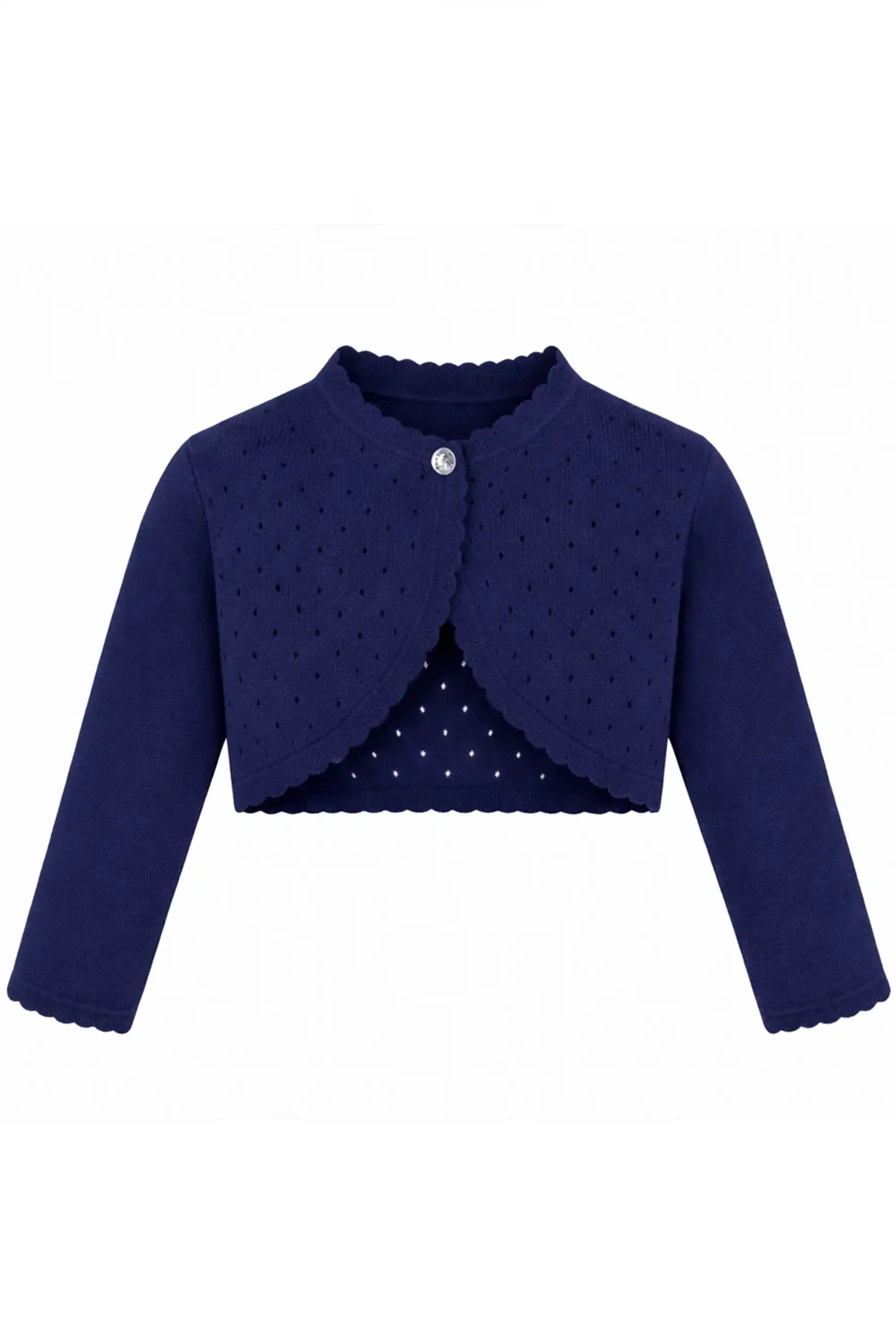 Baby Girls' Long Sleeve Knit One Button Closure Bolero Shrug