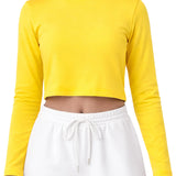 Lilax Girls' Long Sleeve Crop Top – Soft Cotton, 4-Way Stretch, Breathable Everyday Tee