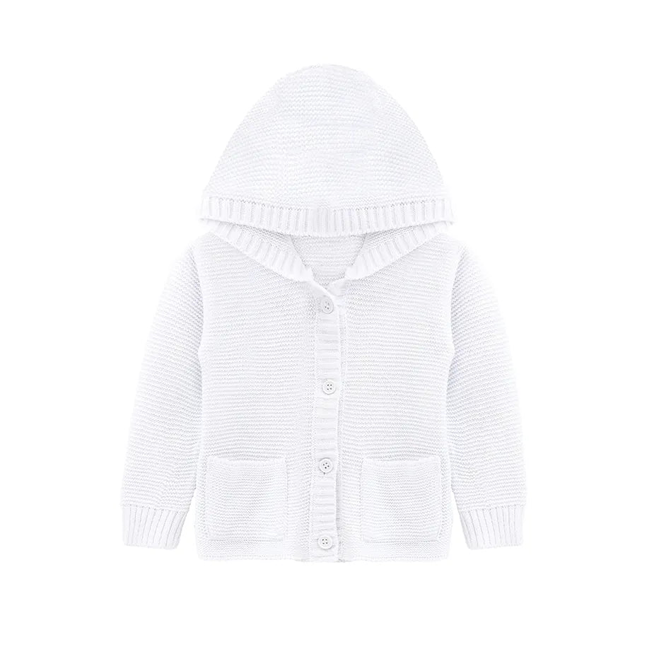 Baby Girl Hooded Button Down Knit Cardigan Sweater