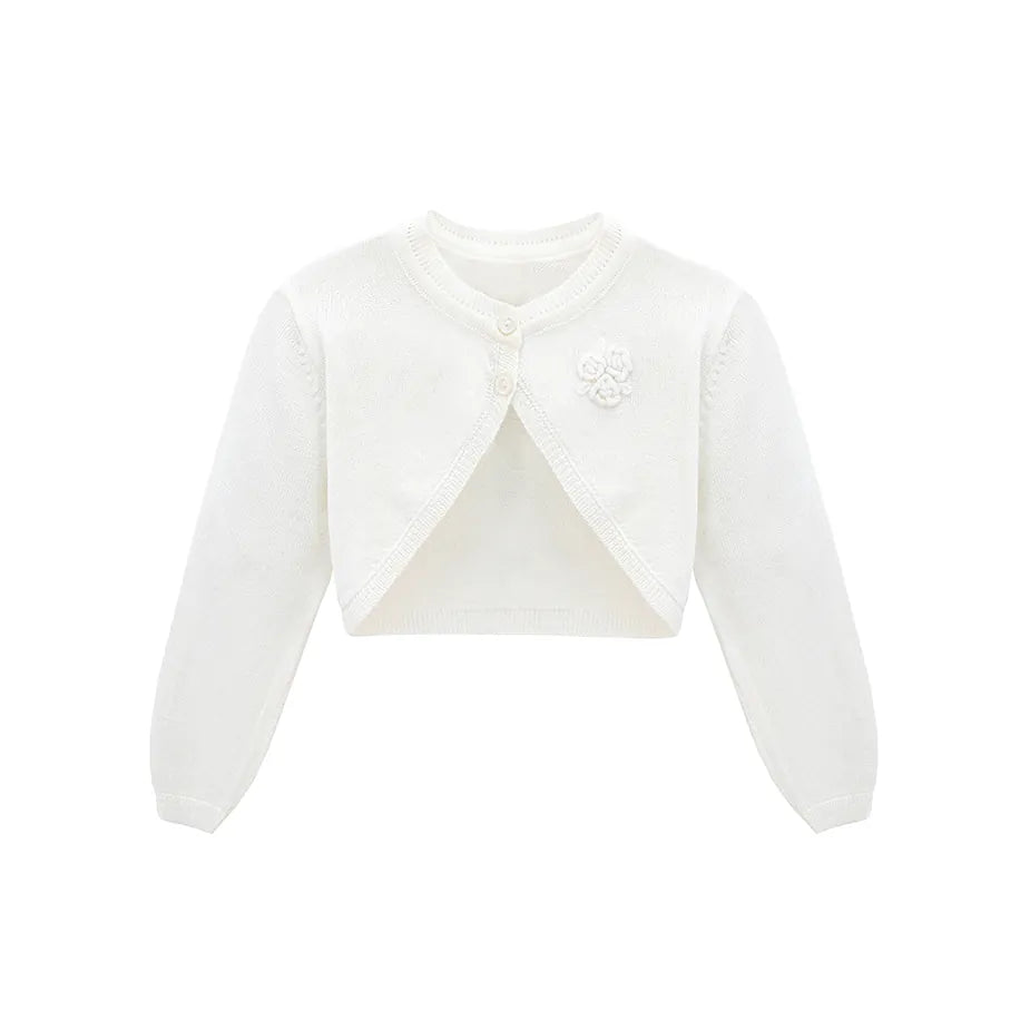Baby Flower Detailed Buttoned Bolero Cardigan