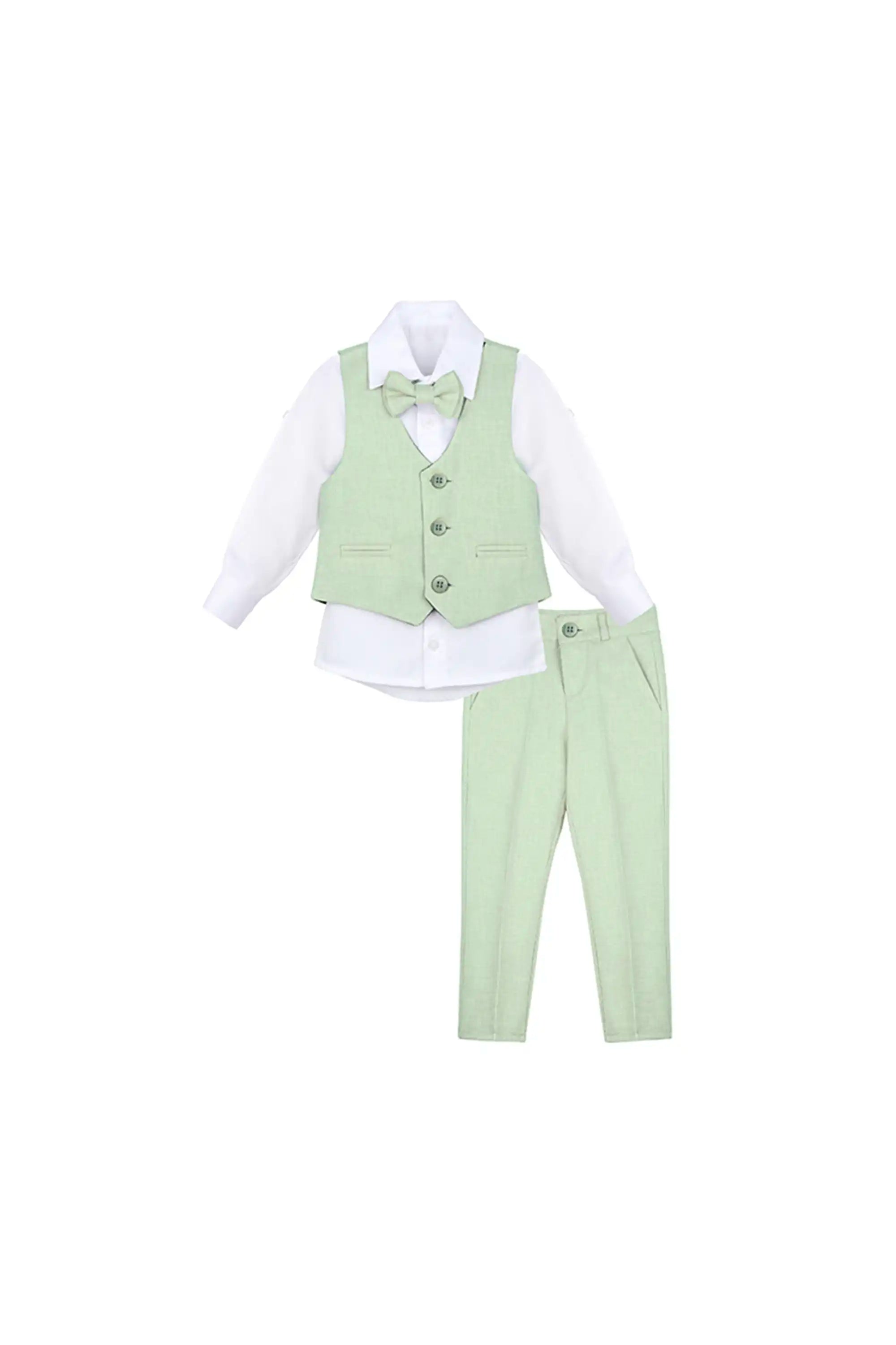 Boys Formal Suit 4 Piece Vest, Pants and Tie Dresswear Suit Set