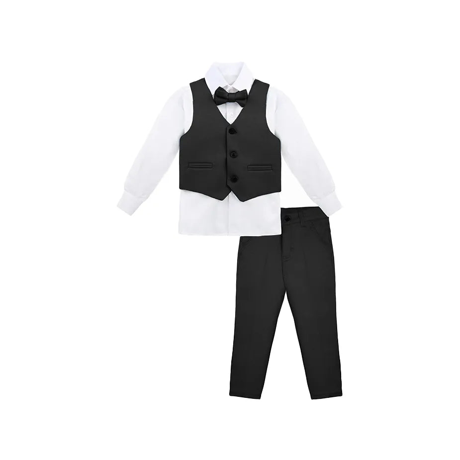 Boys 4-Piece Metal Chain Detailed Suit Set