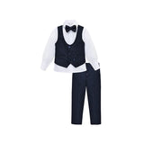 Boys 4-Piece Slim Fit Textured Suit Set