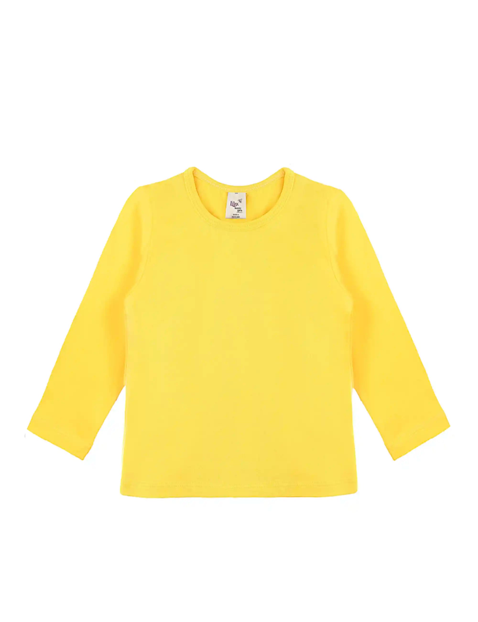 Girls' Basic Crewneck Long Sleeve Cotton T-Shirt / 11-12 Years