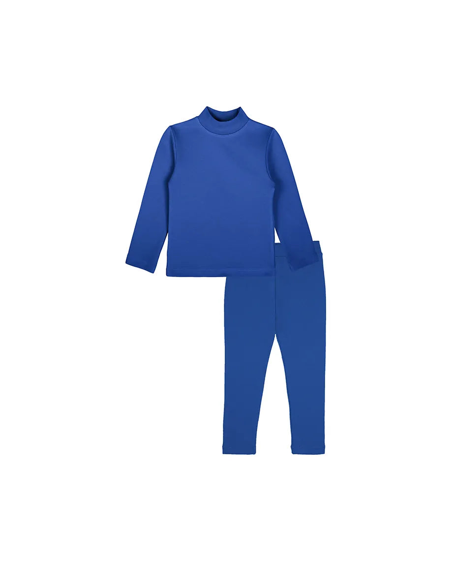 Little Girls Cotton Basic Mock-Neck T-Shirt & Leggings Set