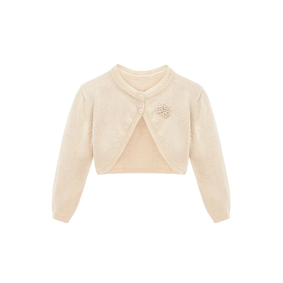 Baby Flower Detailed Buttoned Bolero Cardigan