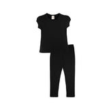 Girls' Basic Short Puff Sleeve Cotton T-Shirt and Leggings Set