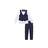 Little & Youth Boys Suit Set - Formal Suit Vest, White Dress Shirt, Dress Pants, and Bowtie - 4-Piece