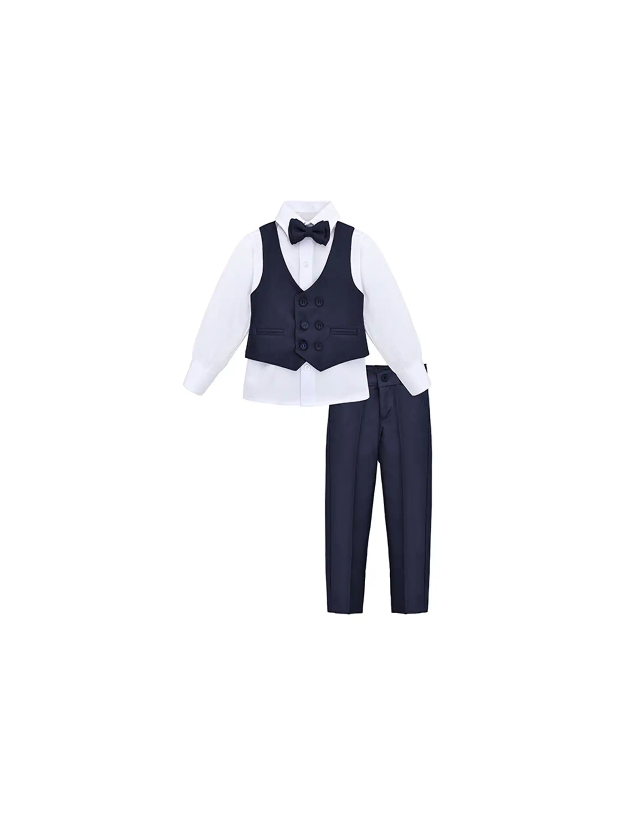 Little & Youth Boys Suit Set - Formal Suit Vest, White Dress Shirt, Dress Pants, and Bowtie - 4-Piece