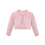 Little Girls' Knit Long Sleeve Button Closure Bolero Cardigan Shrug