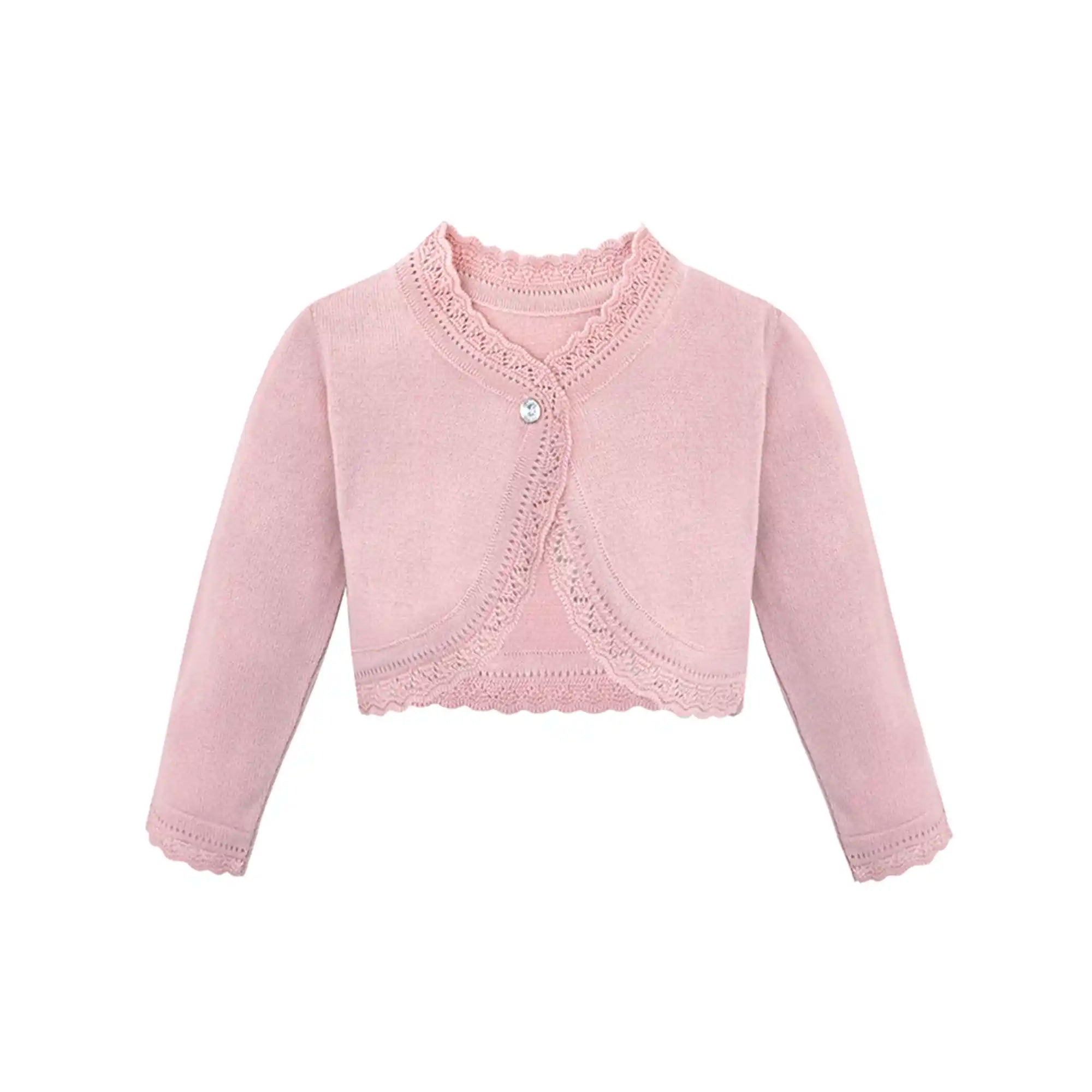 Little Girls' Knit Long Sleeve Button Closure Bolero Cardigan Shrug