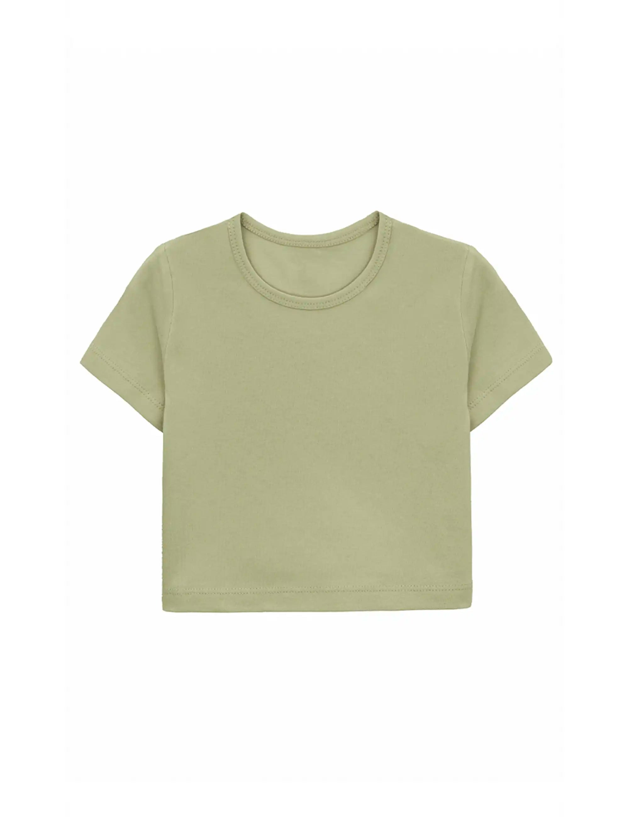 Girls Short Sleeve Crewneck Crop Top Tee