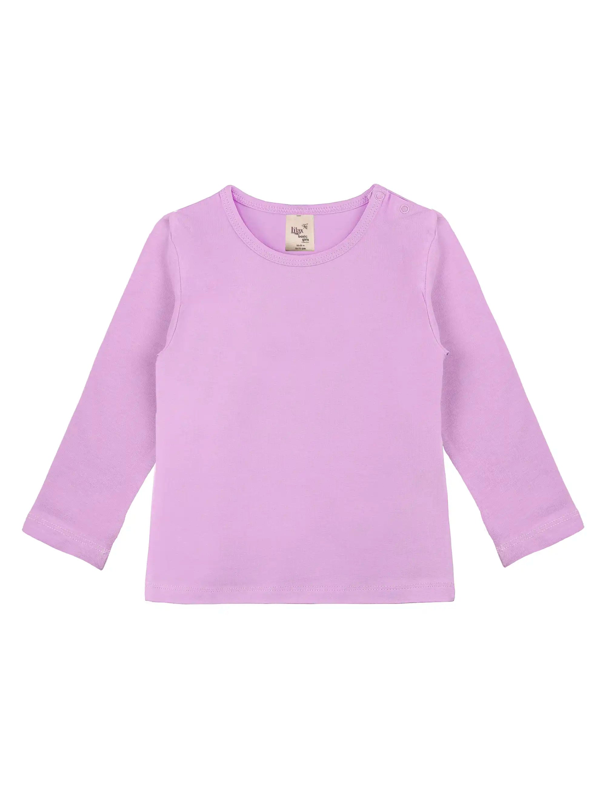 Baby Girls' Basic Long Sleeve Round Neck T-Shirt