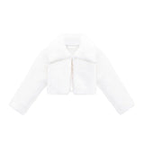 Girls Faux Fur Shrug Jacket Tied Ribbon Cozy Bolero