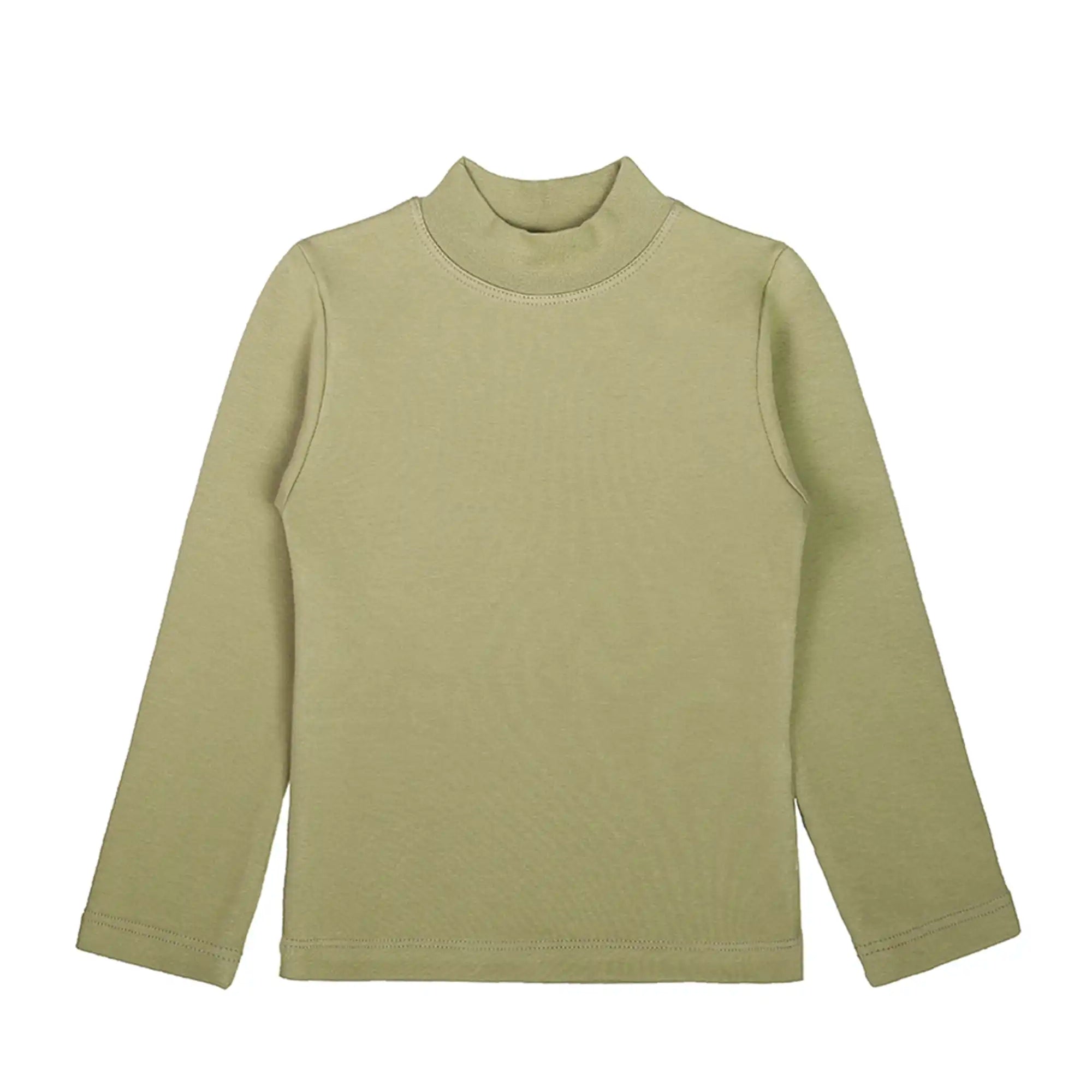 Girls' Basic Mock Turtleneck Long Sleeve Cotton Solid T-Shirt