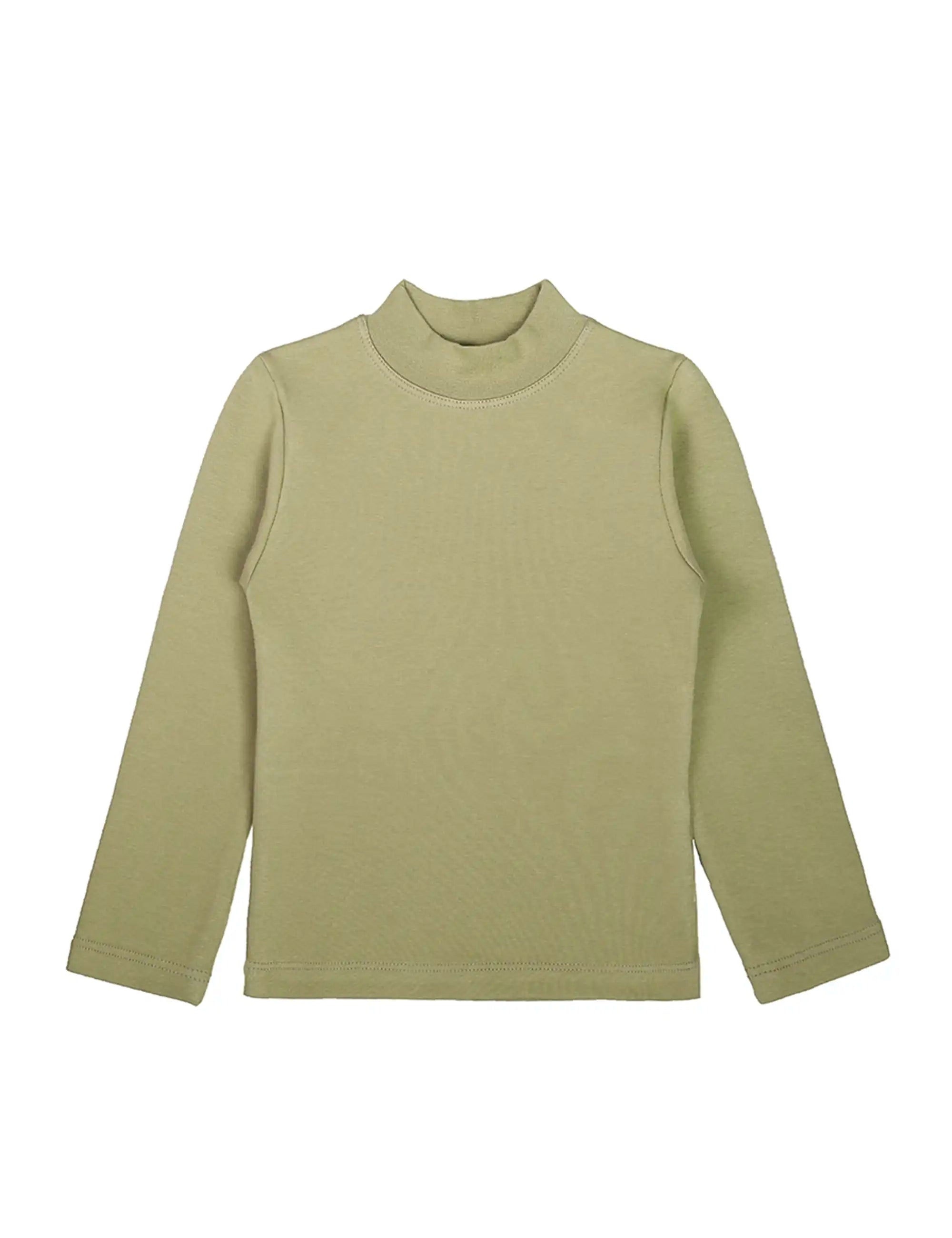 Girls' Basic Mock Turtleneck Long Sleeve Cotton Solid T-Shirt