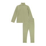 Little Girls Cotton Basic Turtleneck Shirt & Leggings Set