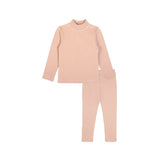 Big Girls Cotton Basic Mock-Neck Shirt & Leggings Set