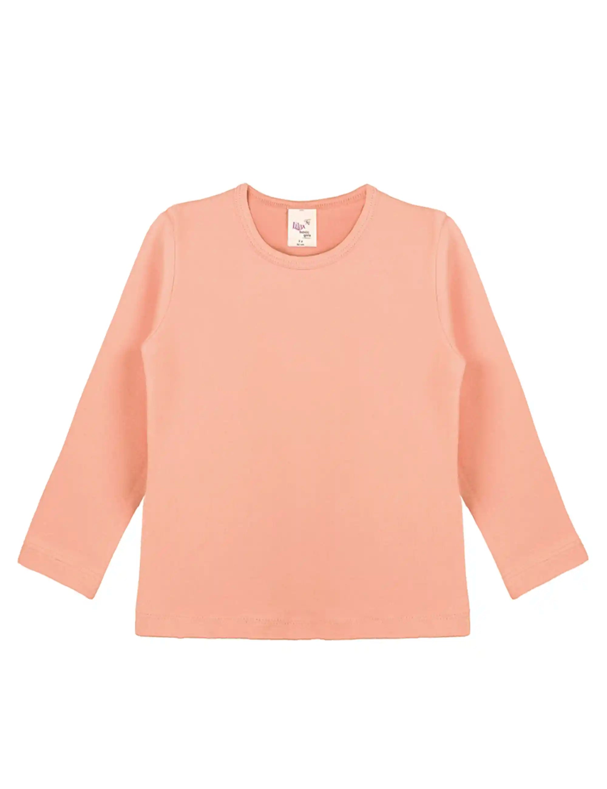 Lilax Girls' Basic Long Sleeve Round Neck Cotton T-Shirt