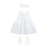 Baby Girl White Flower Girl Dress Set